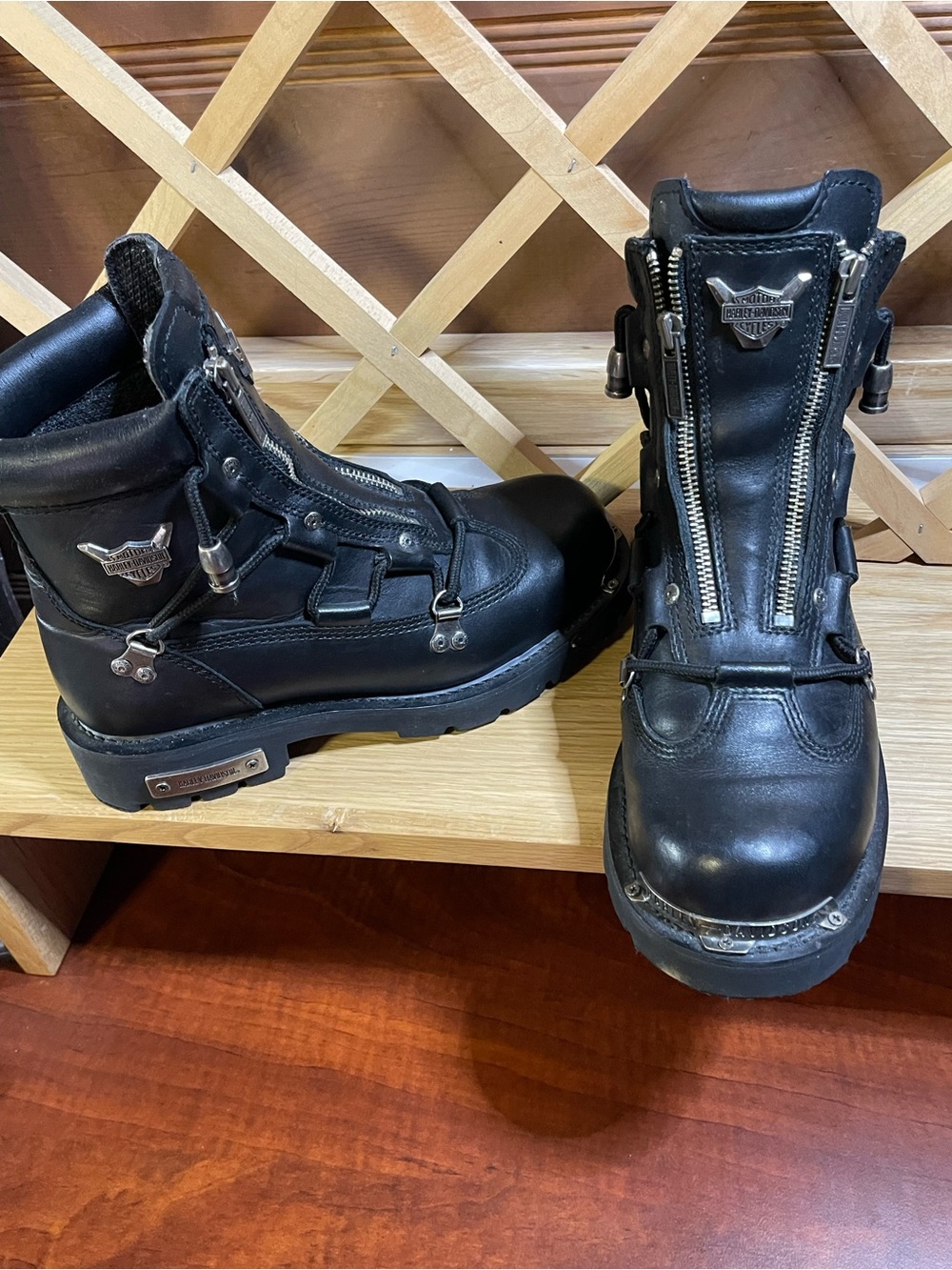 NWOT Unique Harley-Davidson Black Leather Lace-Up Leather Motorcycle Boots Sz 9 - Picture 9 of 15